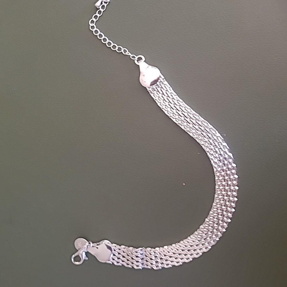 mesh style silver Bracelet(9")